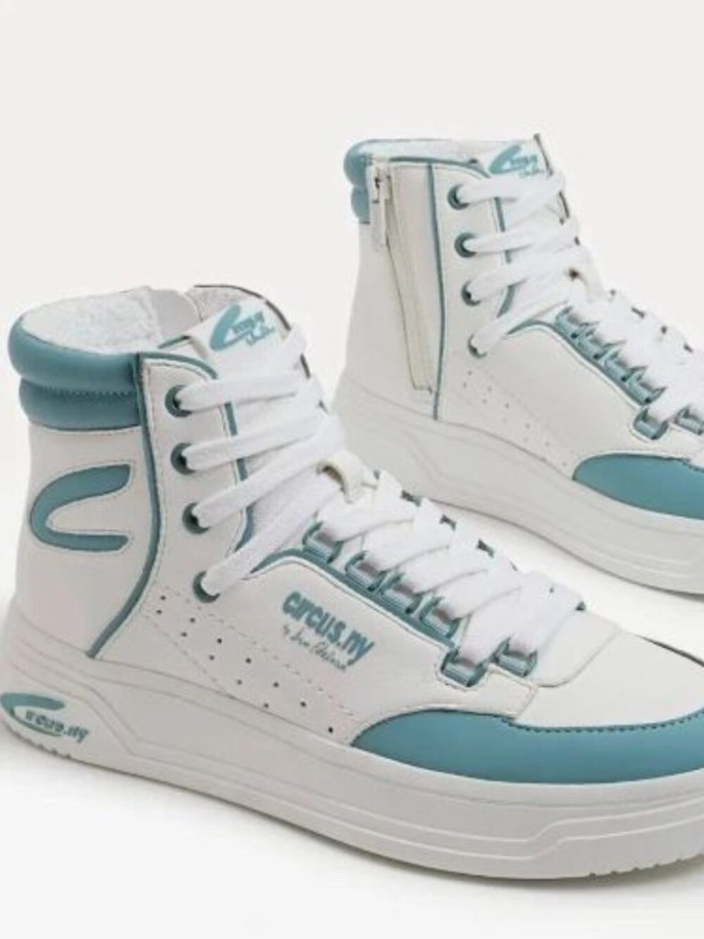 Circus NY by SAM EDELMAN Irving Lace-Up High-Top Sneakers White/Blue Crush NIB